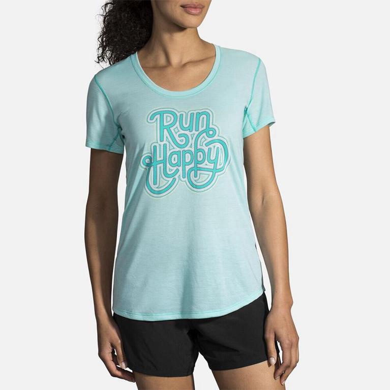 Brooks Distance Graphic - Womens Running Tank Top - Green (68937YRDF)